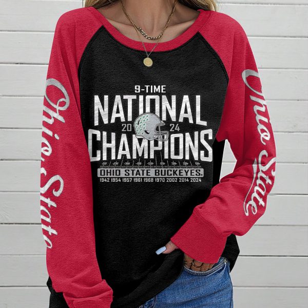 Ohio State Buckeyes Football Round Neck Raglan Sleeve Sweatshirt – HOATT 9058