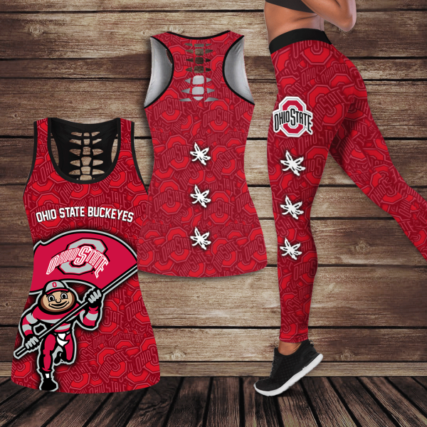 Ohio State Buckeyes Football Hollow Tank Top Leggings - GNE 2887