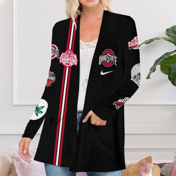 Ohio State Buckeyes Football Women's Patch Pocket Cardigan - TANTN 11340