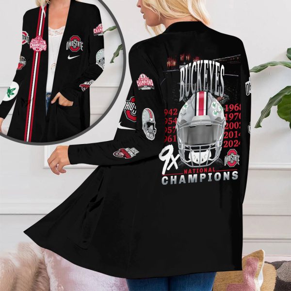 Ohio State Buckeyes Football Women's Patch Pocket Cardigan - TANTN 11340