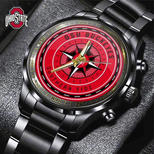 Ohio State Buckeyes Football Black Stainless Steel Watch - GNE 2901