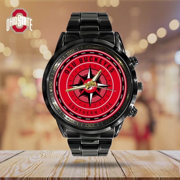 Ohio State Buckeyes Football Black Stainless Steel Watch - GNE 2901