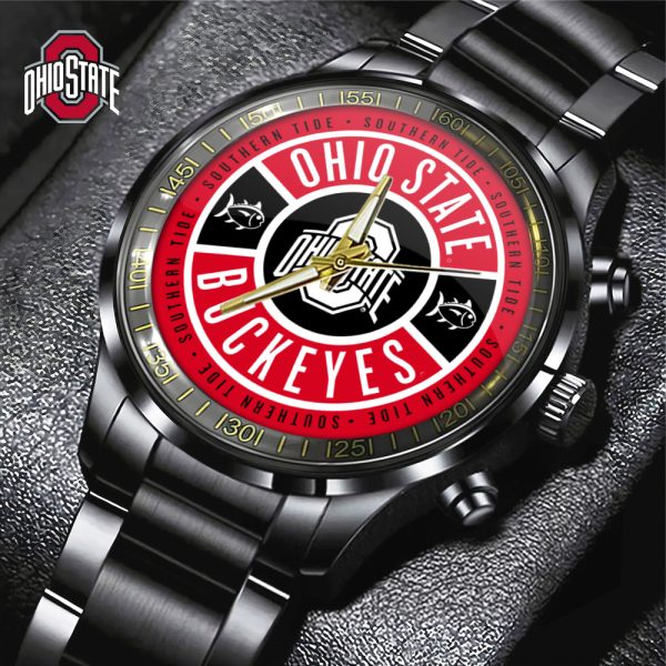 Ohio State Buckeyes Football Black Stainless Steel Watch - GNE 2902