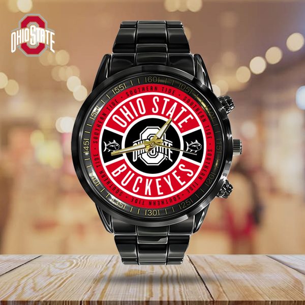 Ohio State Buckeyes Football Black Stainless Steel Watch - GNE 2902