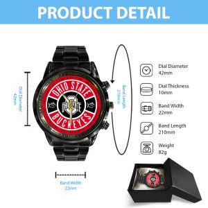 Ohio State Buckeyes Football Black Stainless Steel Watch - GNE 2902