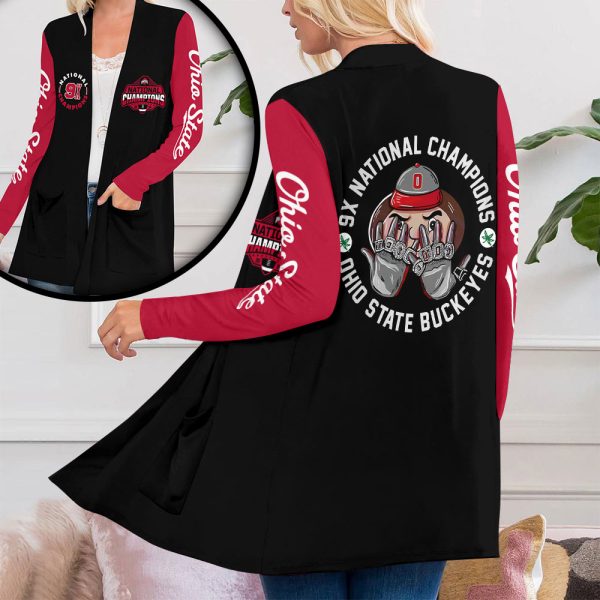 Ohio State Buckeyes Football Women's Patch Pocket Cardigan - HOATT 9056