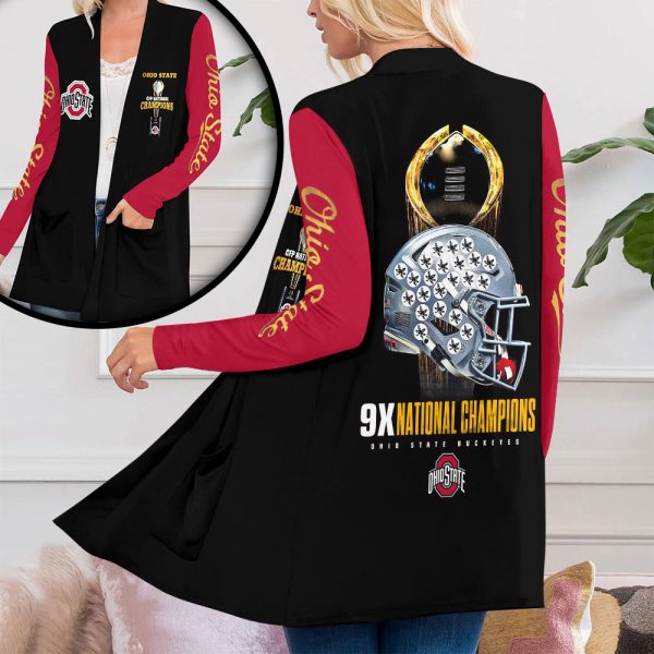 Ohio State Buckeyes Football Women's Patch Pocket Cardigan - HOATT 9057