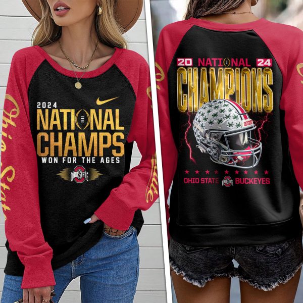 Ohio State Buckeyes Football Round Neck Raglan Sleeve Sweatshirt – HOATT 9059