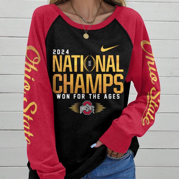 Ohio State Buckeyes Football Round Neck Raglan Sleeve Sweatshirt – HOATT 9059