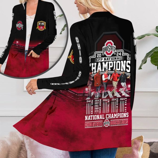 Ohio State Buckeyes Football Women's Patch Pocket Cardigan - GNE 2900
