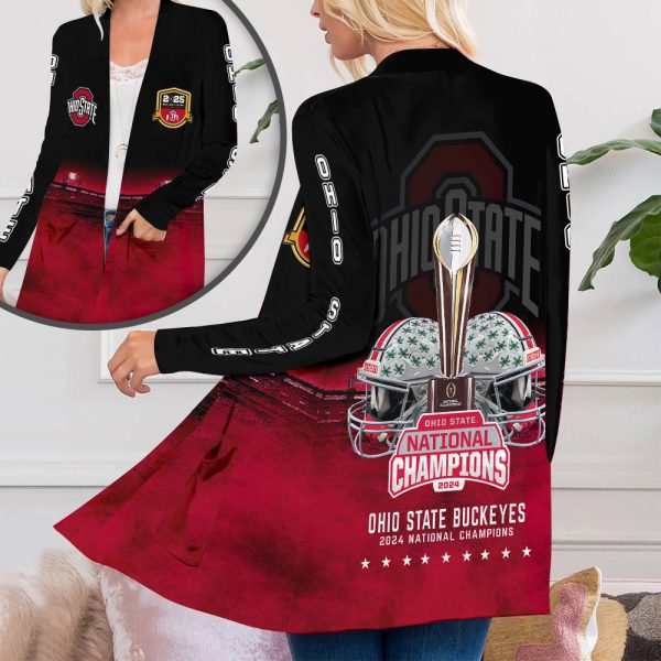 Ohio State Buckeyes Football Women's Patch Pocket Cardigan - GNE 2899