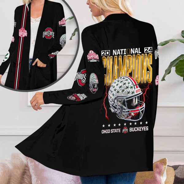 Ohio State Buckeyes Football Women's Patch Pocket Cardigan - TANTN 11339