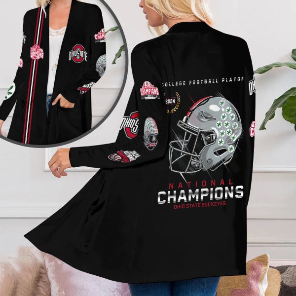 Ohio State Buckeyes Football Women's Patch Pocket Cardigan - TANTN 11341
