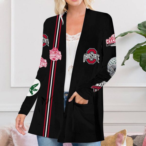 Ohio State Buckeyes Football Women's Patch Pocket Cardigan - TANTN 11341