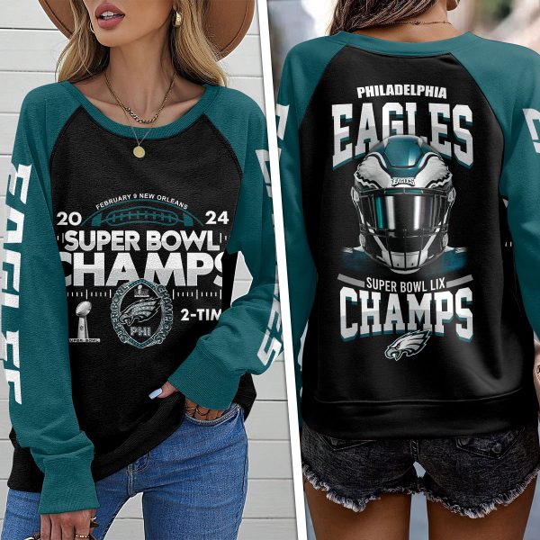Philadelphia Eagles Round Neck Raglan Sleeve Sweatshirt – HOATT 9015