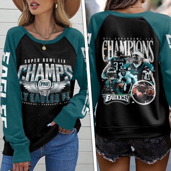 Philadelphia Eagles Round Neck Raglan Sleeve Sweatshirt – HOATT 9016