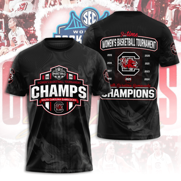 South Carolina Gamecocks 2025 SEC Women's Basketball 3D Apparel - ANHNV 6245