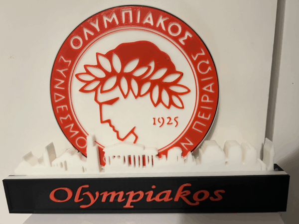 Olympiakos F.C. 3D Printed Decorative Plaque with Athens Skyline Base - GNE DROP581