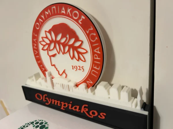 Olympiakos F.C. 3D Printed Decorative Plaque with Athens Skyline Base - GNE DROP581