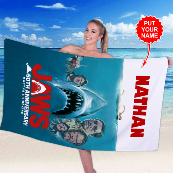 Personalized Jaws Rectangle Beach Towel - HOATT 10140