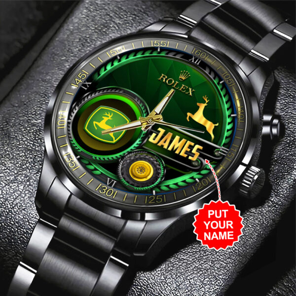 Personalized John Deere x Rolex Black Stainless Steel Watch - VANDH 4440