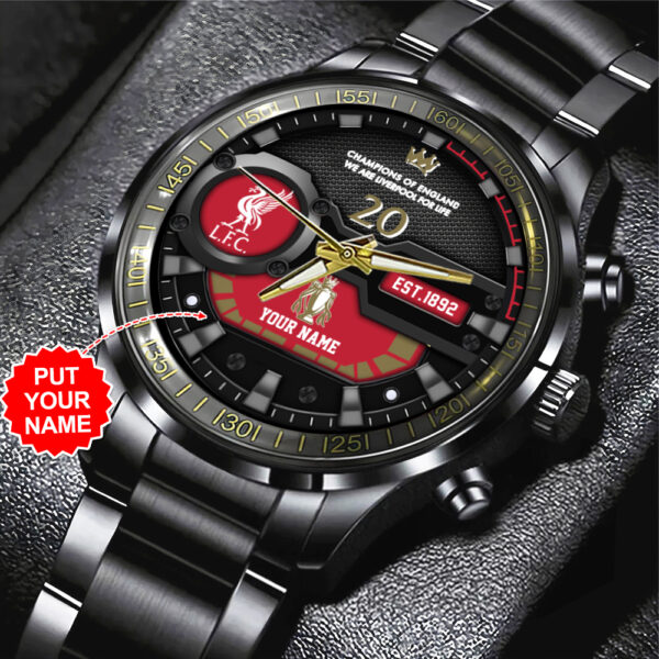 Personalized Liverpool FC Black Stainless Steel Watch - TANTN 12424