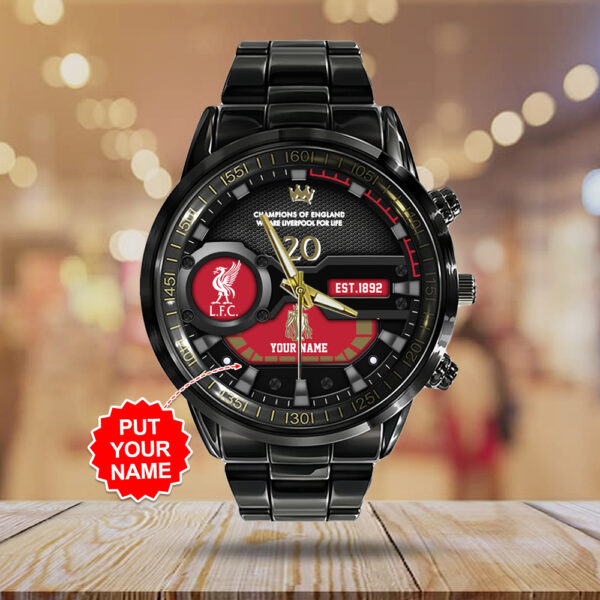 Personalized Liverpool FC Black Stainless Steel Watch - TANTN 12424