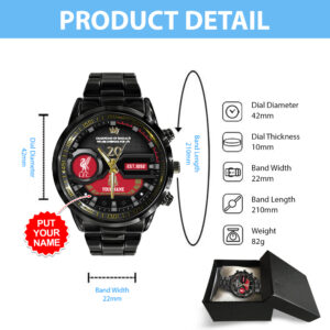 Personalized Liverpool FC Black Stainless Steel Watch - TANTN 12424