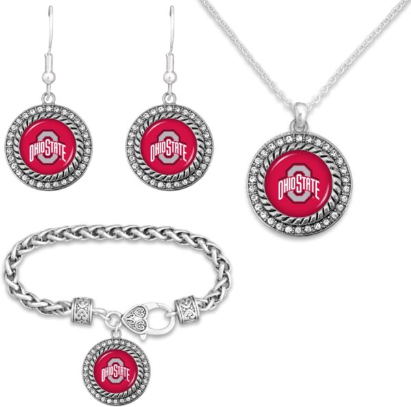 Ohio State Buckeyes Football Pendant Earrings Bracelet Necklace Set - MAITM DROP102