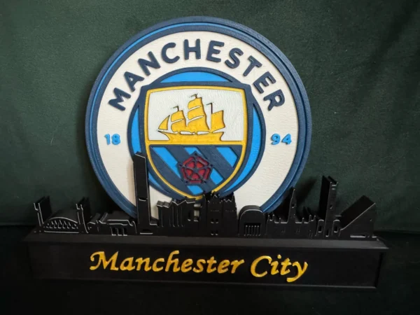 Manchester City 3D Printed Decorative Crest Plaque with Skyline Stand - GNE DROP585
