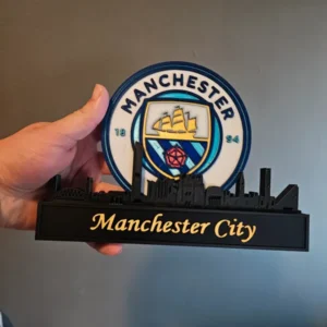Manchester City 3D Printed Decorative Crest Plaque with Skyline Stand - GNE DROP585
