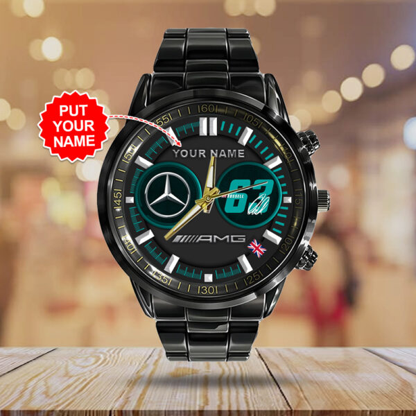 Personalized Mercedes-AMG Petronas F1 X George Russell Black Stainless Steel Watch - HOATT 9658