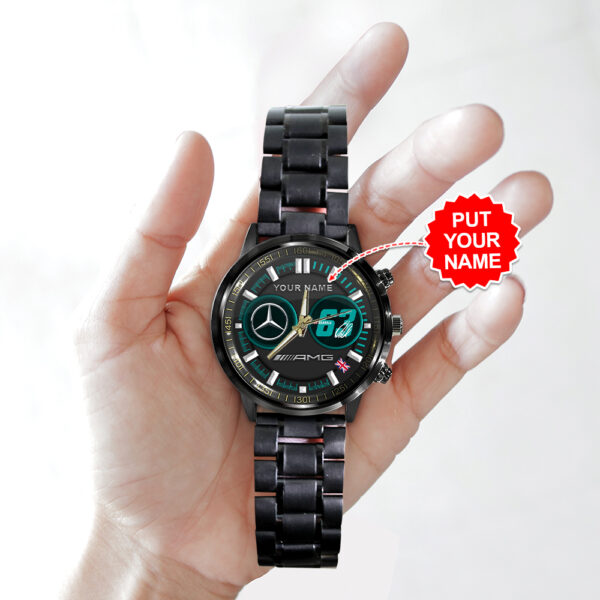 Personalized Mercedes-AMG Petronas F1 X George Russell Black Stainless Steel Watch - HOATT 9658