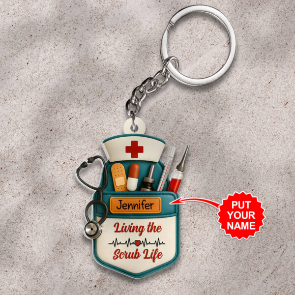 Personalized Nurse Custom Shape 2-sided Keychain - HOATT 10027
