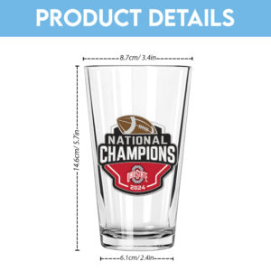 Ohio State Buckeyes Football 16oz Print Glass Cup - TANTN 12139