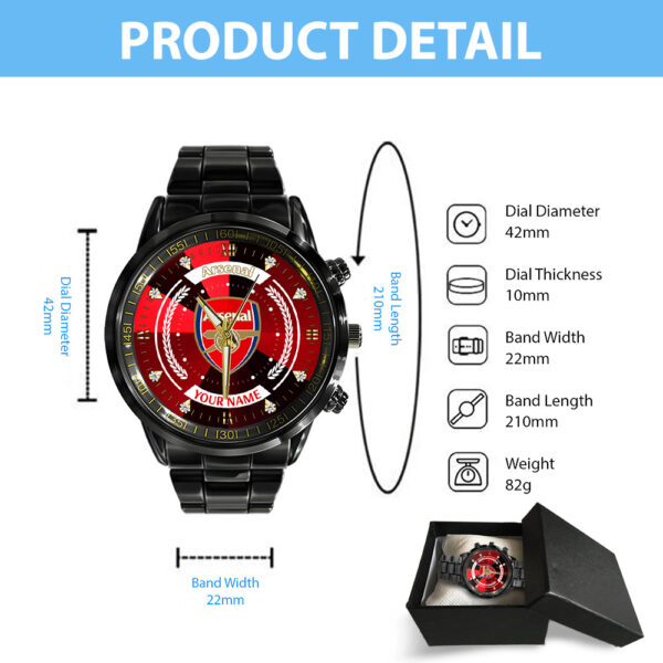 Personalized Arsenal Black Stainless Steel Watch - TANTN 12298