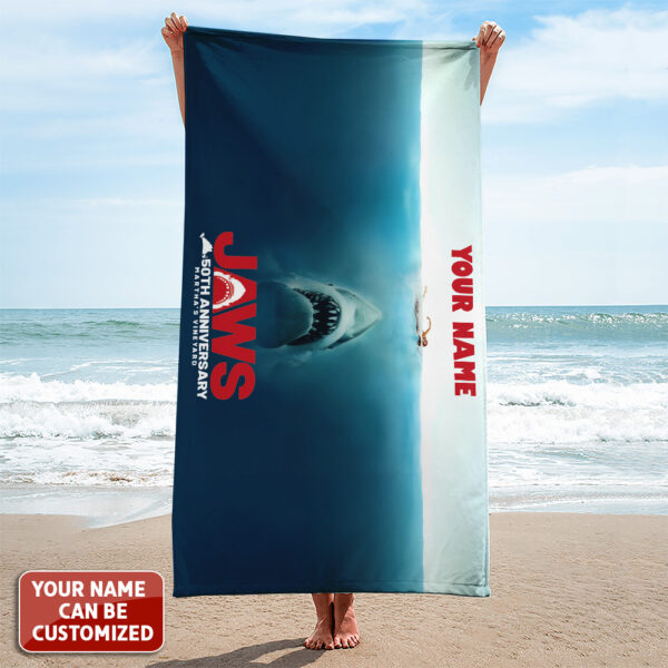 Personalized Jaws Rectangle Beach Towel - TANTN 12357