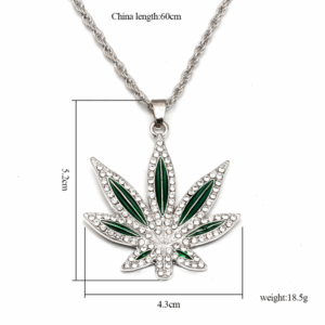 Weed Rhinestone Pendant Necklace - MAITM DROP107