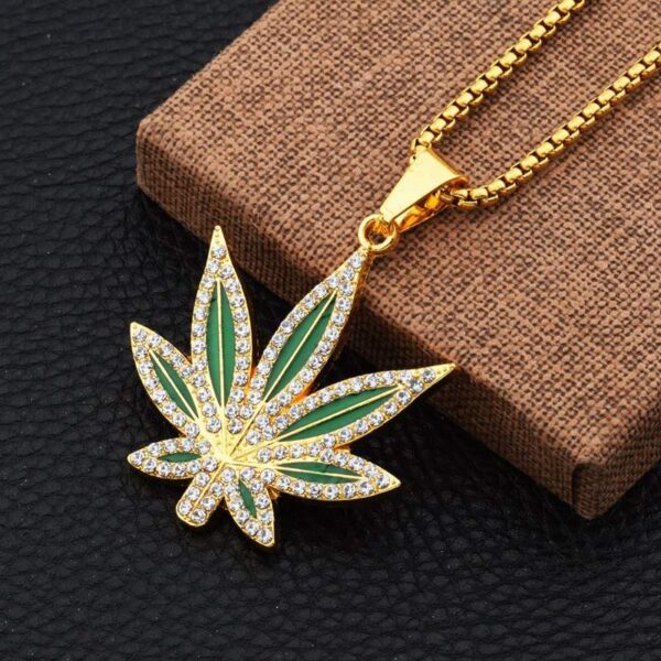 Weed Rhinestone Pendant Necklace - MAITM DROP107