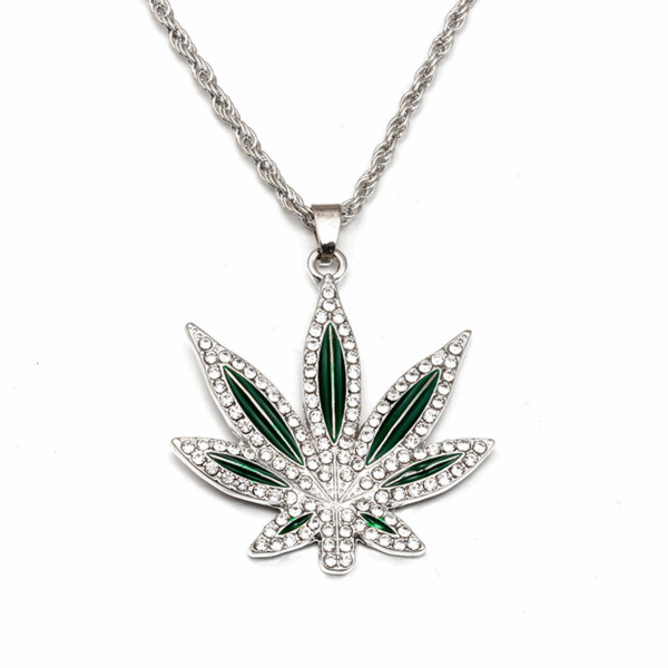Weed Rhinestone Pendant Necklace - MAITM DROP107