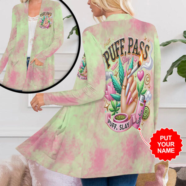 Personalized Weed Women's Patch Pocket Cardigan - MAITM 10654