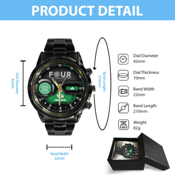 Personalized Celtic FC Black Stainless Steel Watch - TANTN 12675