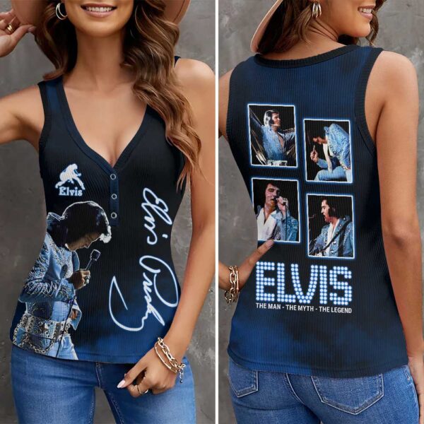 Elvis Presley Women V-Neck Ribbed Tank Top - HOATT 10704