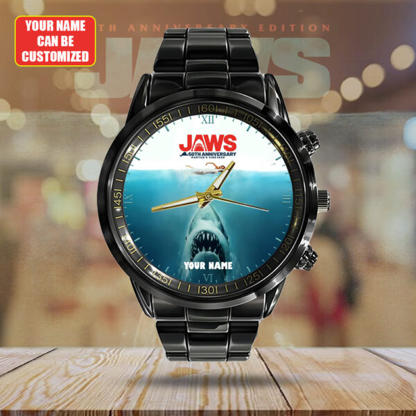 Personalized Jaws Black Stainless Steel Watch - GNE 3462