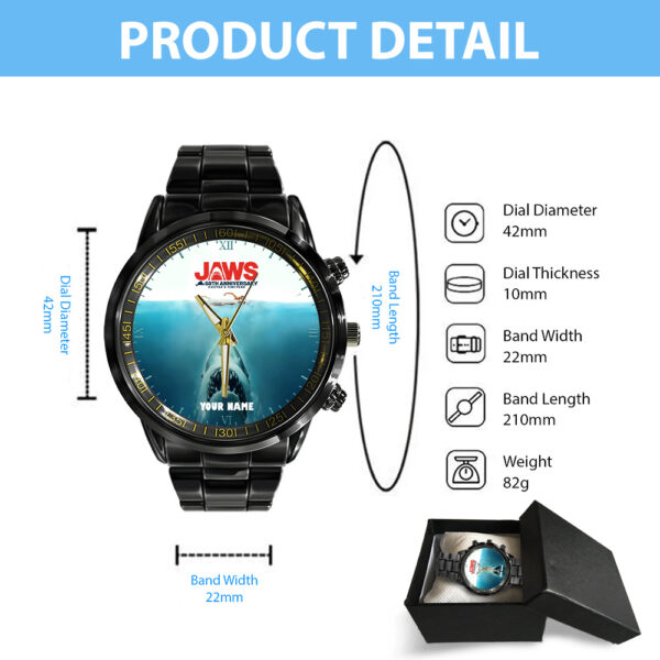 Personalized Jaws Black Stainless Steel Watch - GNE 3462