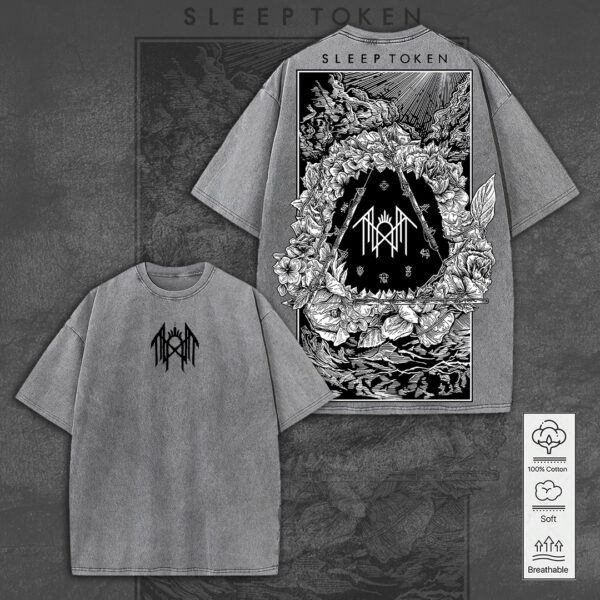 Sleep Token 2D Acid Washed Cotton Shirt - GNE 3542
