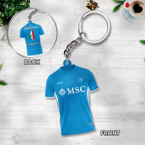 S.S.C. Napoli Custom Shape 2-sided Keychain - TANTN 13134
