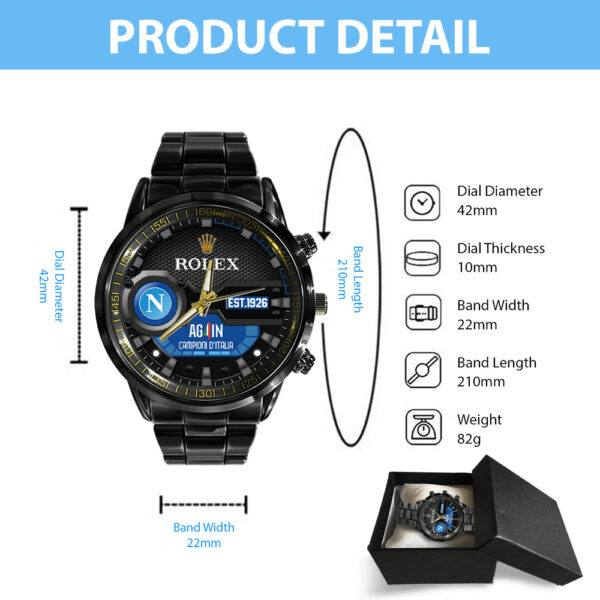 S.S.C. Napoli x Rolex Black Stainless Steel Watch - MAITM 11388