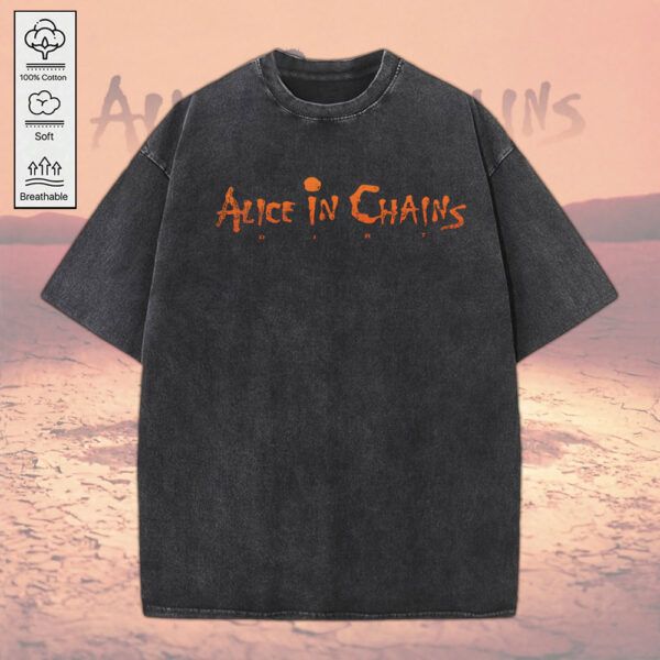 Alice in Chains 2D Acid Washed Cotton Shirt - MEDIA 034
