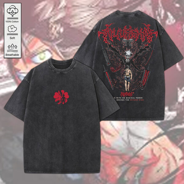 Black Clover 2D Acid Washed Cotton Shirt - MEDIA 009